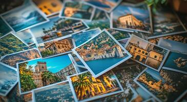Collection of travel photographs showcasing beautiful landscapes and architecture in various locations photo