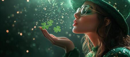 Celebrating with luck and charm at a festive green-themed event in spring photo