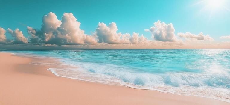 Tranquil beach scenery with gentle waves and fluffy clouds during daylight photo