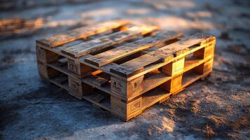 A wooden crate sitting on the ground photo