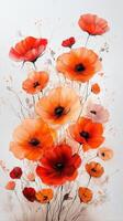 A painting of red poppies on a white background photo