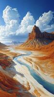 A river flows through a desert landscape photo