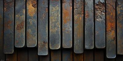 Arranged rusted metal bars creates a captivating textured arrangement photo