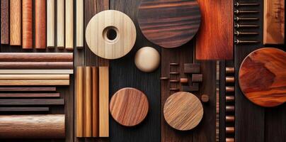 Assortment of finely crafted wood samples showcases diverse textures photo