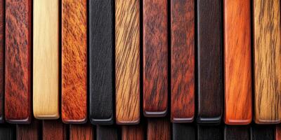 Assorted wood planks display a variety of grains and colors photo