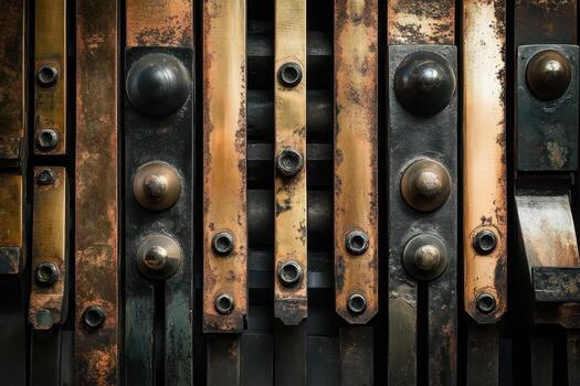 An abstract image of metal bars bolted together and aged photo