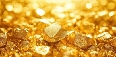 Shimmering gold nuggets and dust are scattered across the frame photo