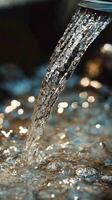 Water is being poured from a faucet into a bowl photo