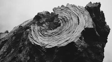 Close up of weathered dark wood with swirling growth pattern photo