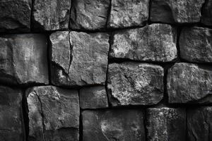 Stacked dark gray stone blocks form a sturdy wall photo
