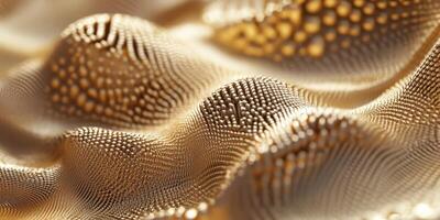 Abstract golden landscape made of tiny spheres and smooth hills photo