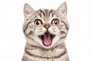 A cat with its mouth open and its tongue out photo