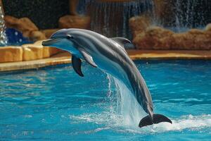 A dolphin jumping in the water photo