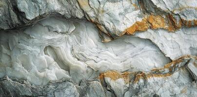 Exposed sedimentary rock layers show textures patterns and mineral color photo