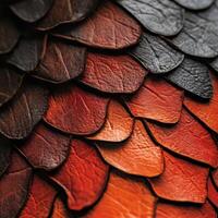 Close up image shows overlapping leather scales dark and reddish photo