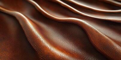 Abstract brown leather waves creating a soft textured surface photo