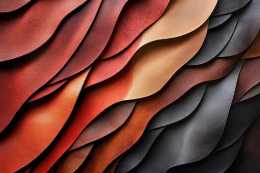 Overlapping waves of multicolored leather creates an abstract background photo