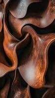 Abstract layered organic sculpture with a brown textured surface photo