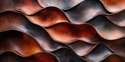 Interlocking metallic waves in shades of copper brown and gray photo