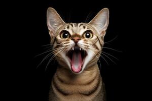 A cat with its mouth open and its mouth wide open photo