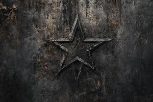Distressed metallic five pointed star on a textured background photo