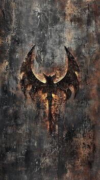 Dark winged creature on a distressed textured background photo