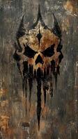 Grim skull with crown artwork on a textured background photo