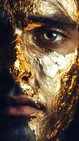 Gold leaf covers the face of a mysterious individual photo