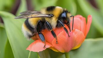 A bee on a flower photo