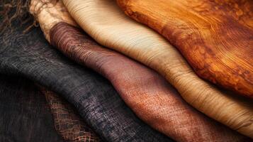 Stack of natural fabric showing different shades and textures photo