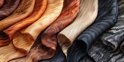 Various wooden spoons arranged diagonally showing wood grain patterns photo