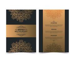 Elegant gold Menu Layout with Ornamental mandala Elements vector