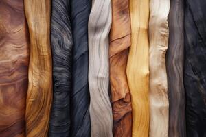 Various textured wooden panels arranged in a vertical sequence photo