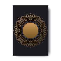 cover of elegant pattern motif in gold color. vector