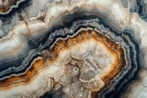 A close up of a large rock with orange and white stripes photo