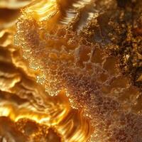 Golden textured surface featuring intricate lace like patterns photo
