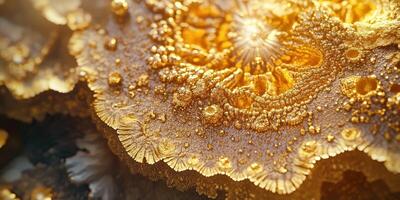 Golden fractal design displaying cellular and geological forms photo