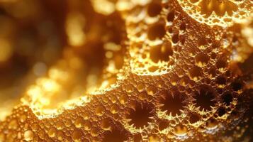 Complex golden structure with many holes and fractal patterns photo