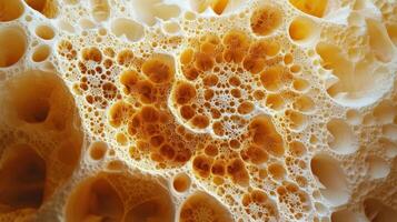 The image showcases a porous material full of irregular voids photo