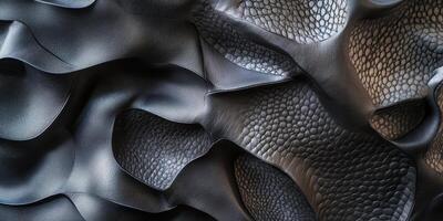 Abstract textured leather surfaces in a wavy and detailed composition photo
