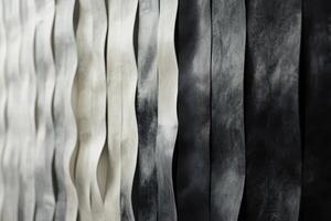 Wavy leather strips in a gradient from light to dark photo