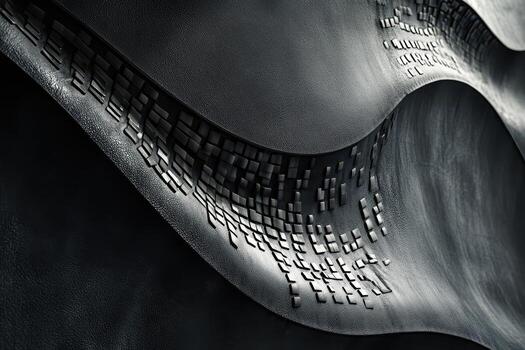 Intricate black leather design with repeating square pattern texture photo