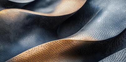 Abstract curved layers with perforated texture create dynamic forms photo
