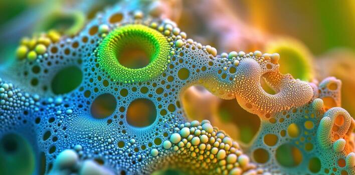 resumen vistoso poroso estructura con agujeros y pequeño esferas foto