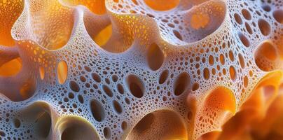 Intricate porous structure exhibits an organic pattern with repeating holes photo