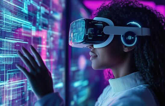 Engaging in virtual reality exploration with immersive technology experience at an innovative facility photo