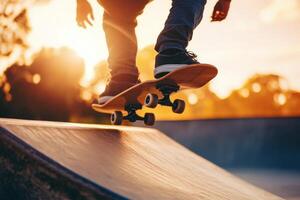 Skateboarder performing tricks at a sunny outdoor skate park during a local competition event photo