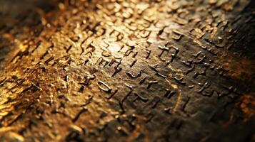 Ancient writing etched into golden surface reveals secrets past photo