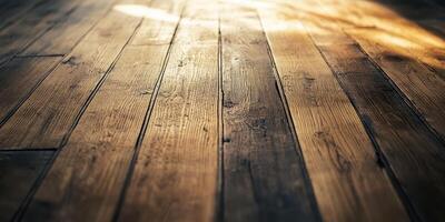 Natural light illuminating wooden planks on a rustic surface photo
