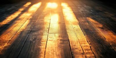 Sunlight streams onto a wooden floor with visible texture photo